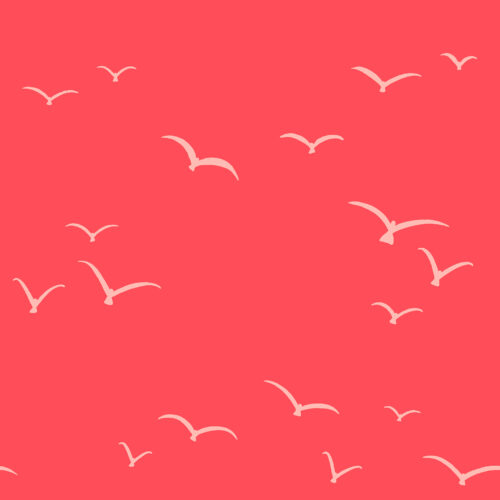 Sandcastle Seagulls Neon Coral