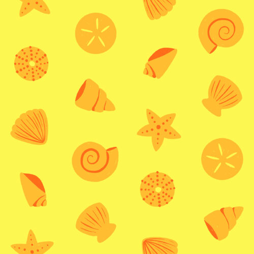 Sandcastle Seashells Neon Yellow