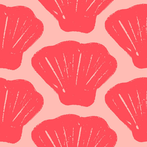 Sea Shell Scallop Neon Coral