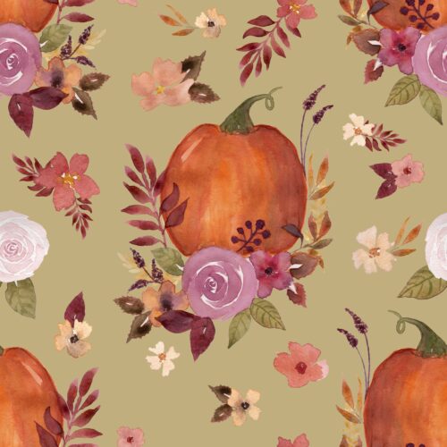 Pumpkin Floral Olive Green