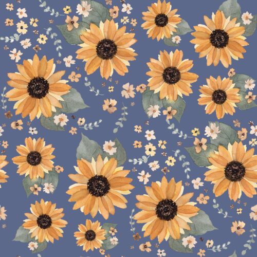 Sunflowers Muted Light Navy
