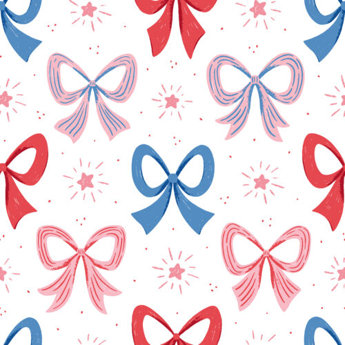 Sparkler Stars and Bows Flamingo Pink and Poppy Red