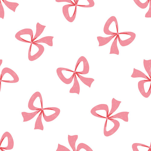 Tossed Bows Flamingo Pink and Poppy Red