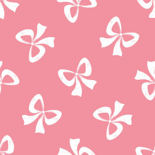 Tossed Bows White on Flamingo Pink