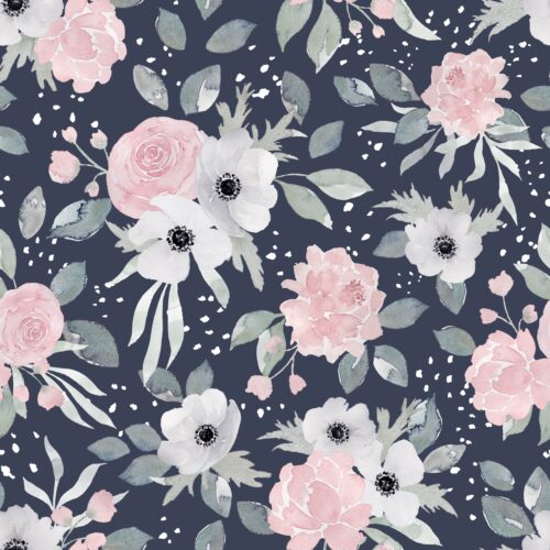 Dotty Springtime Floral on Navy