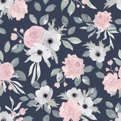 Springtime Floral on Navy