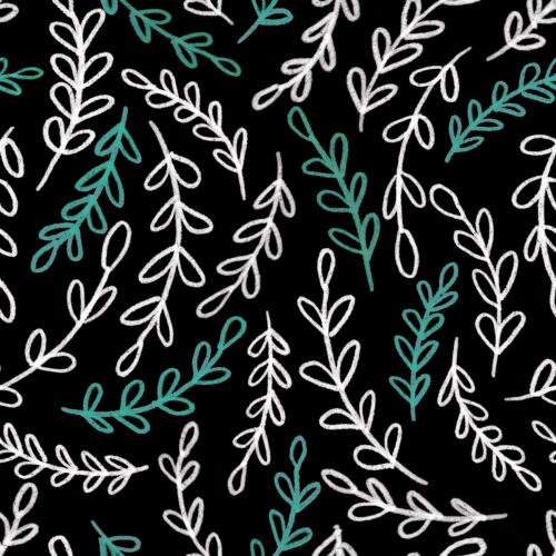 Jade Chalkboard Scribble Leaves