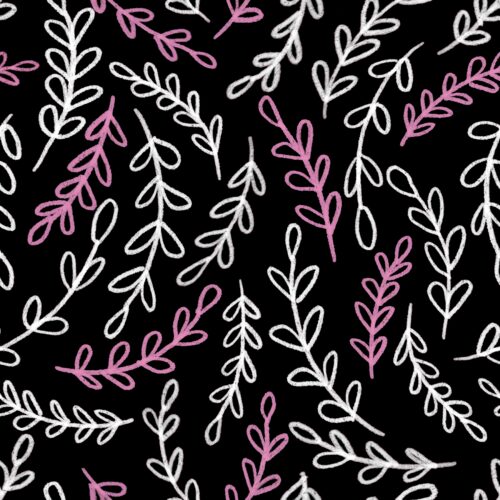 Pink Chalkboard Scribble Leaves