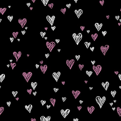 Pink Scribble Hearts on Chalkboard