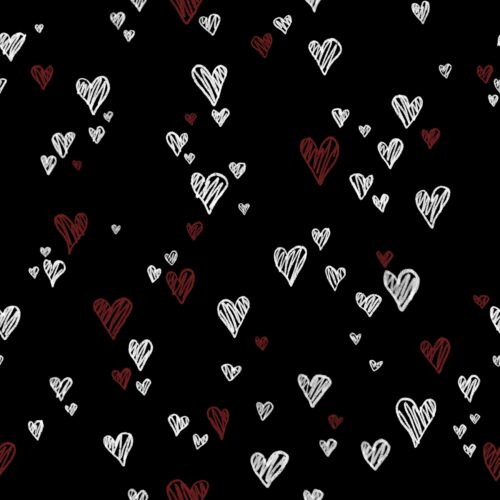 Red Scribble Hearts on Chalkboard