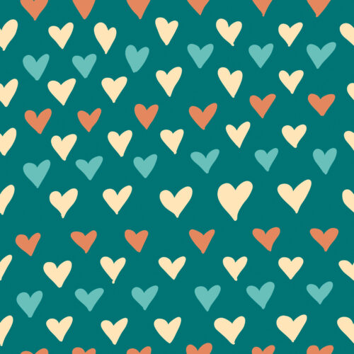 Vintage Hearts Teal