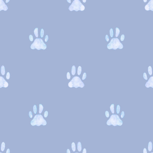 Watercolor Paw Prints in Cerulean Frost
