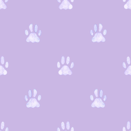 Watercolor Paw Prints in Lavender Fields