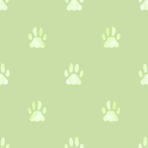 Watercolor Paw Prints in Spring Green