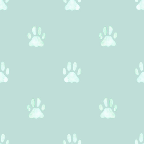 Watercolor Paw Prints in Sweet Mint