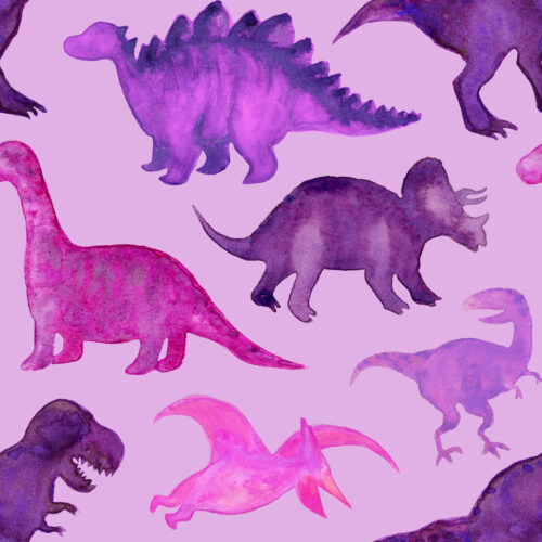 Purple Watercolor Dinosaurs Purple