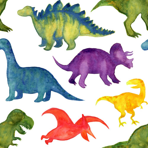 Rainbow Watercolor Dinosaurs