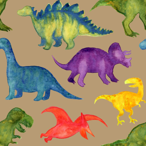 Rainbow Watercolor Dinosaurs Sand