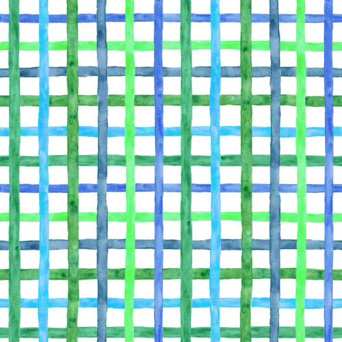 Watercolor Grid Green Blue