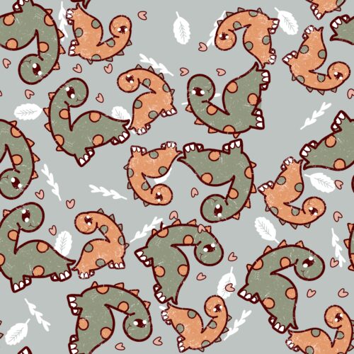 Dinosaur Doodle Gray