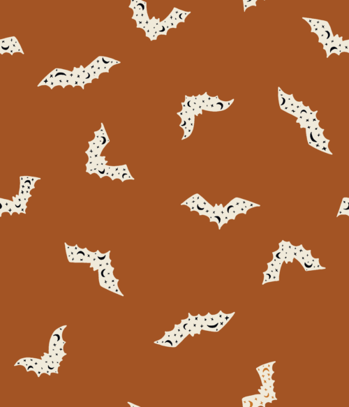 Erin Kendal - Halloween Bats Cream on Rust Red