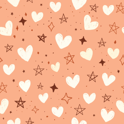 Seamless Gal - 4 Hearts And Stars Peach
