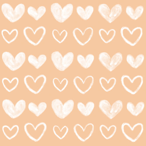 Seamless Gal - 7 Cute Hearts In Peach