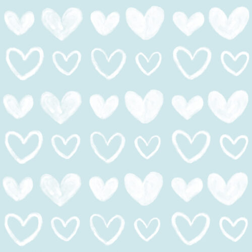 Seamless Gal - 8 Cute Hearts In Teal
