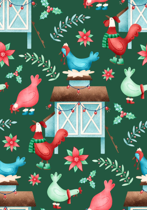 Krystal Winn - All I Want For Christmas Chickens Green