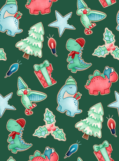 Krystal Winn - All I Want For Christmas Dinosaur Green