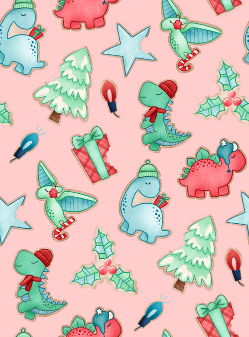 Krystal Winn - All I Want For Christmas Dinosaur Pink