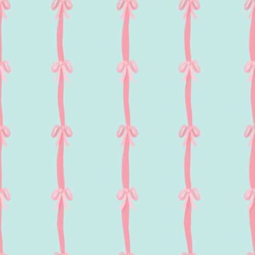 Lindsay Anne - Aqua And Pink Bow Stripe