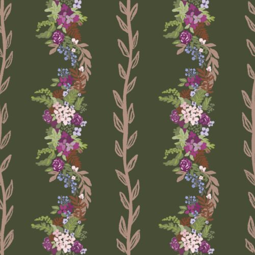 Lindsay Anne - Autumn Floral Vine On Olive