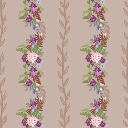 Lindsay Anne - Autumn Floral Vine On Tan