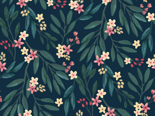 Sara Swanson - Blooms And Branches On Navy