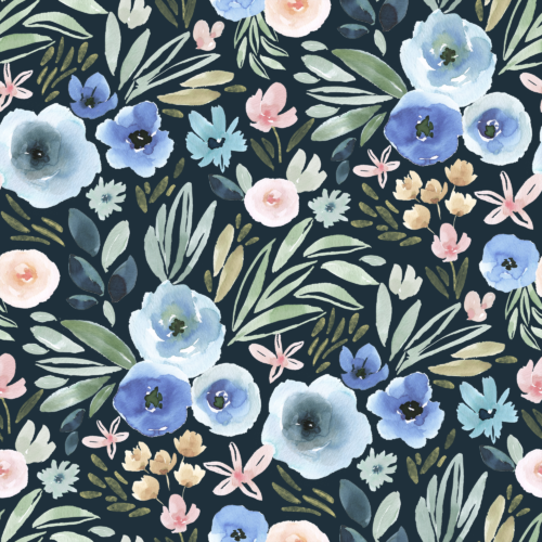 Sara Swanson - Blue Flowers On Navy