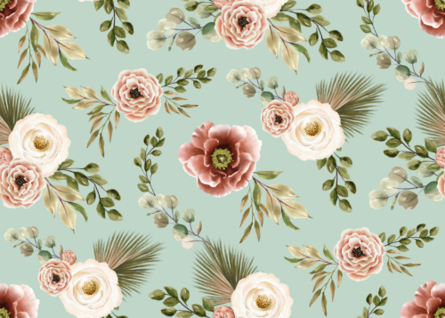 Sara Swanson - Boho Pink Floral On Teal