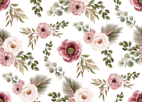 Sara Swanson - Boho Pink Floral On White