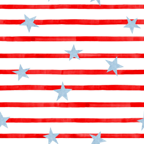 Hip Kid Design - Baby Blue Stars on Red Watercolor Stripes