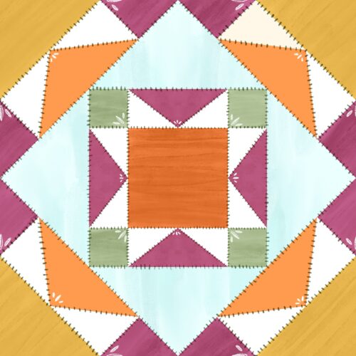 Lindsay Anne - Barn Quilt Lt Blue Bright Multi