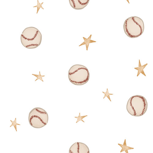 Baseball and Stars White