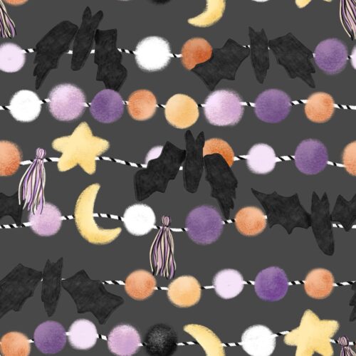 Lindsay Anne - Bat Garland Dark Gray Purple