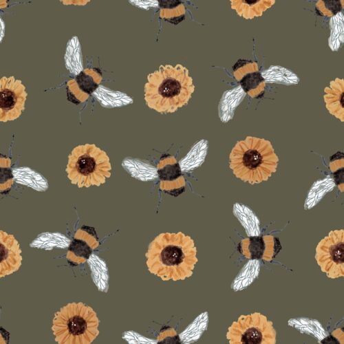 Lindsay Anne - Bees And Flowers Olive