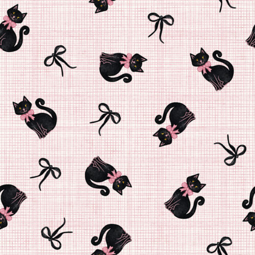 Vivie & Ash - Black Kitties And Bows On Micro Grid