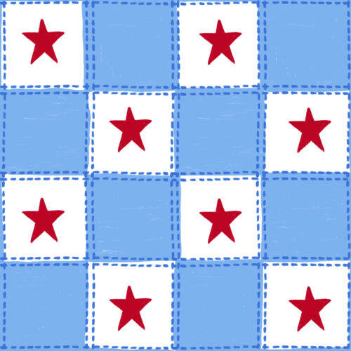 Vivie & Ash - Blue Checker With Stitching And Stars