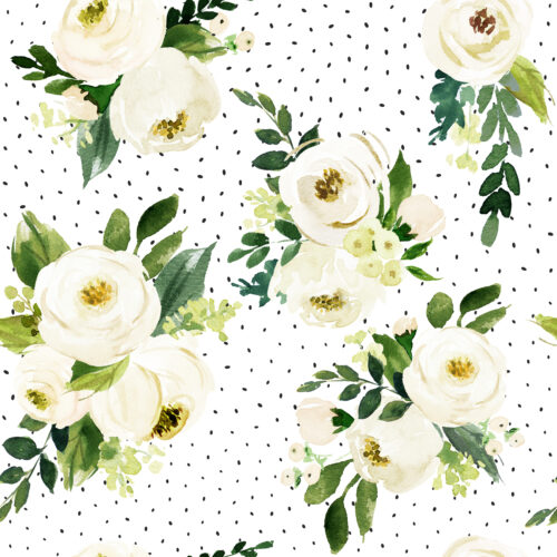 Hip Kid Design - Bohemian Garden Roses with Black and White Dots