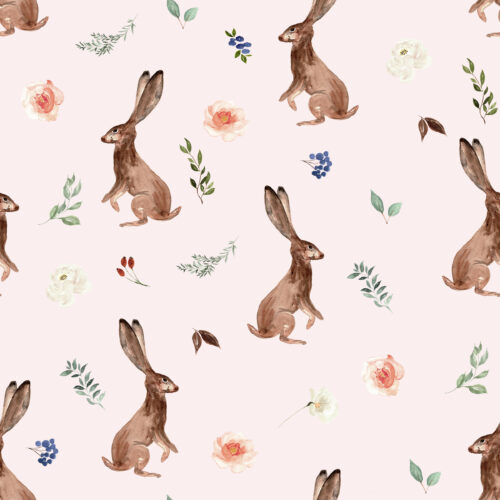 Hip Kid Design - Boho Woodland Bunnies on Peep Blush