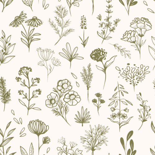 Hip Kid Design - Botanical Nature Flowers Olive