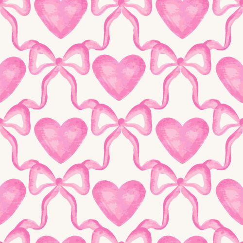 Vivie & Ash - Bow Trellis Hearts Pink And White