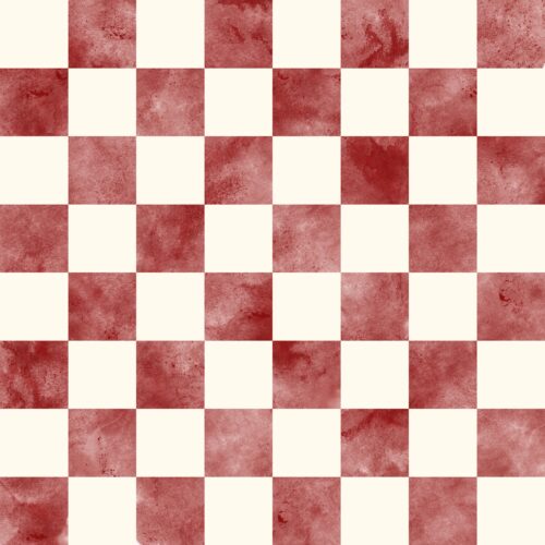 Lindsay Anne - Brick Red And Cream Watercolor Checker